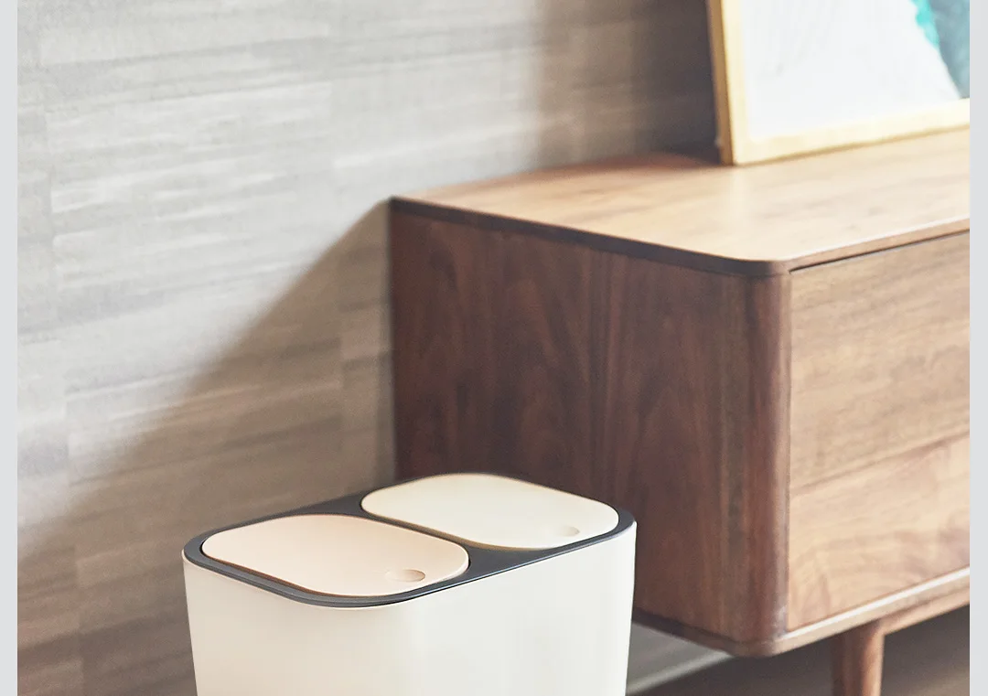 Новая Xiaomi Mijia Youpin двойная крышка сортировочная корзина бежевая сухая и влажная разделительная, пуш-открытая крышка двойная крышка дизайн