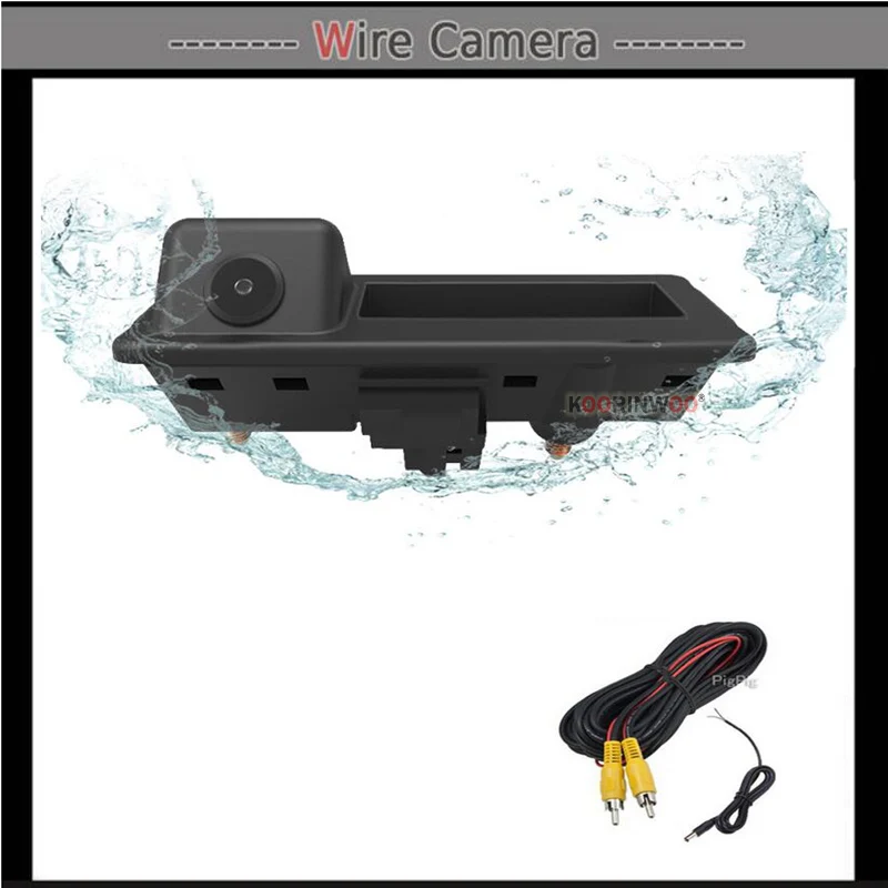 Wire Camera Koorinwoo Беспроводная Автомобильная камера заднего вида, ручка багажника, парковка для Audi/VW/Skoda/Passat/Tiguan/Golf/Touran/Toureg/Sharan/A4L/S5/Q3 - Название цвета: Wire Camera