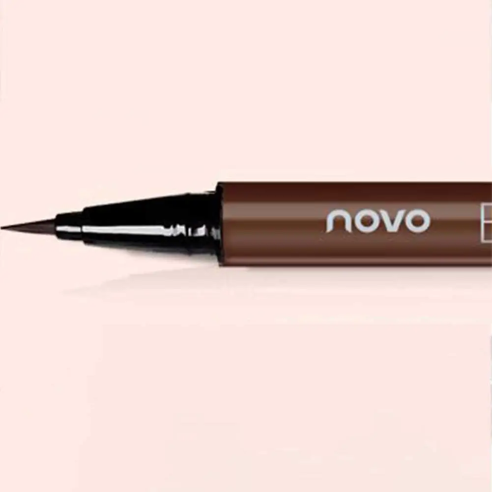 deep brown NOVO подводка для глаз Красота Макияж начинающих водонепроницаемый и пот не головокружение ловить вино красный коричневый жидкая подводка для глаз ручка - Цвет: deep brown