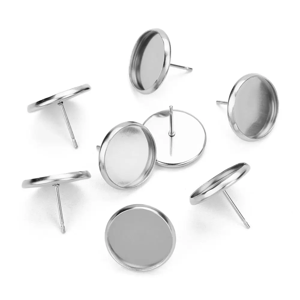 Основа из нержавеющей стали для сережек кабошонов размером 8 10 12 14 16 18 20 мм 50