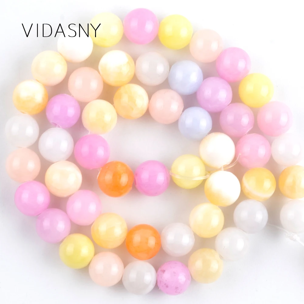 Натуральный камень разноцветный нефритовый круглый бисер для изготовления