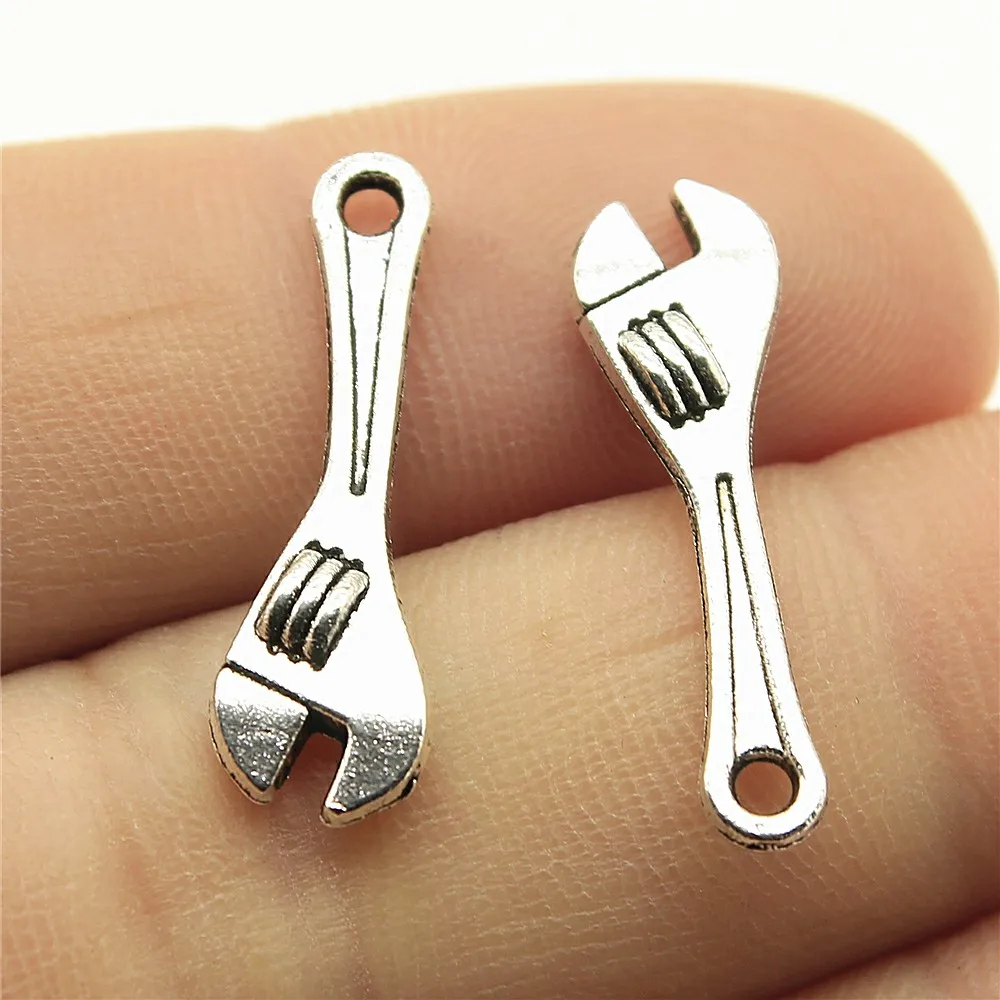 

20pcs 24x7mm Pendant Wrench Tool Wrench Charm Pendants For Jewelry Making Antique Silver Color