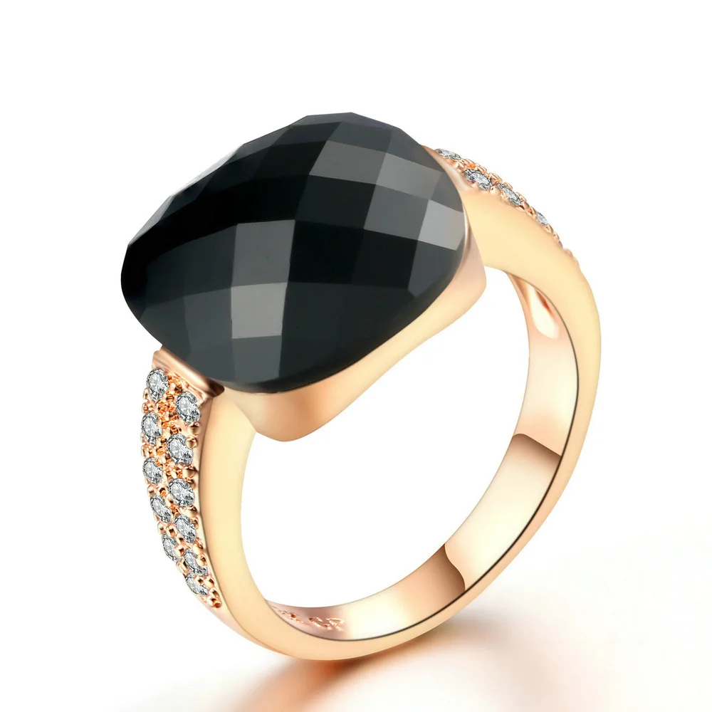 Модные женские Кольца из розового золота 14 к ювелирные изделия с большими