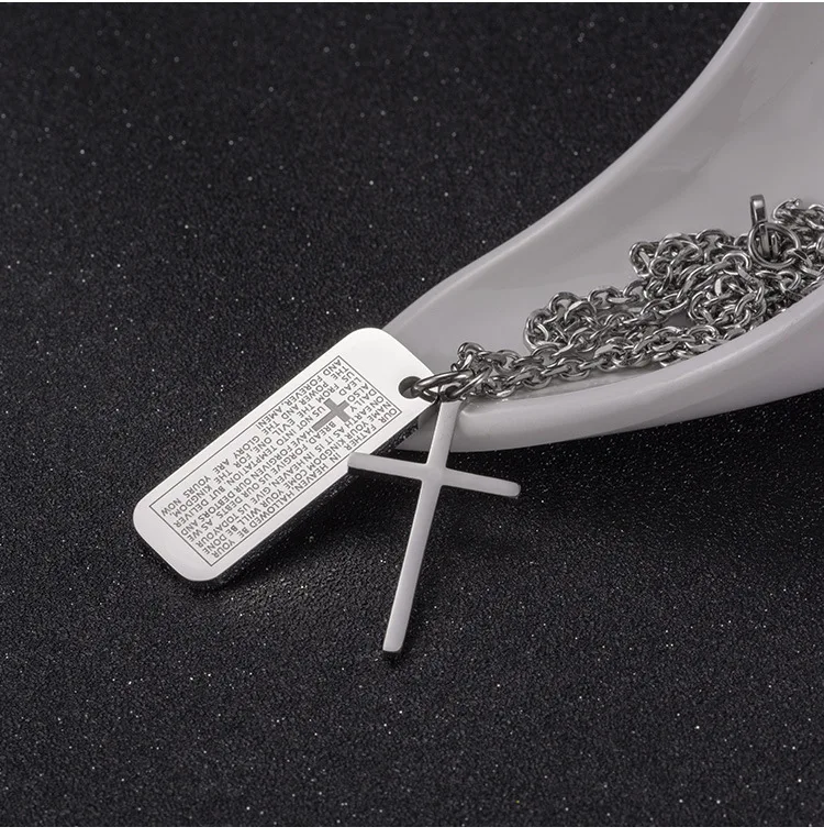 

Stainless Steel Men Necklaces Pendants Chain Cross Jesus Bible Christianity For Boyfriend Jewelry Creativity Gift Wholesale