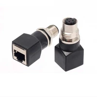 1pc m12 4 pin d encoding to rj45 female connector m12 8 pin a coding male connector gigabit ethernet plug adapter