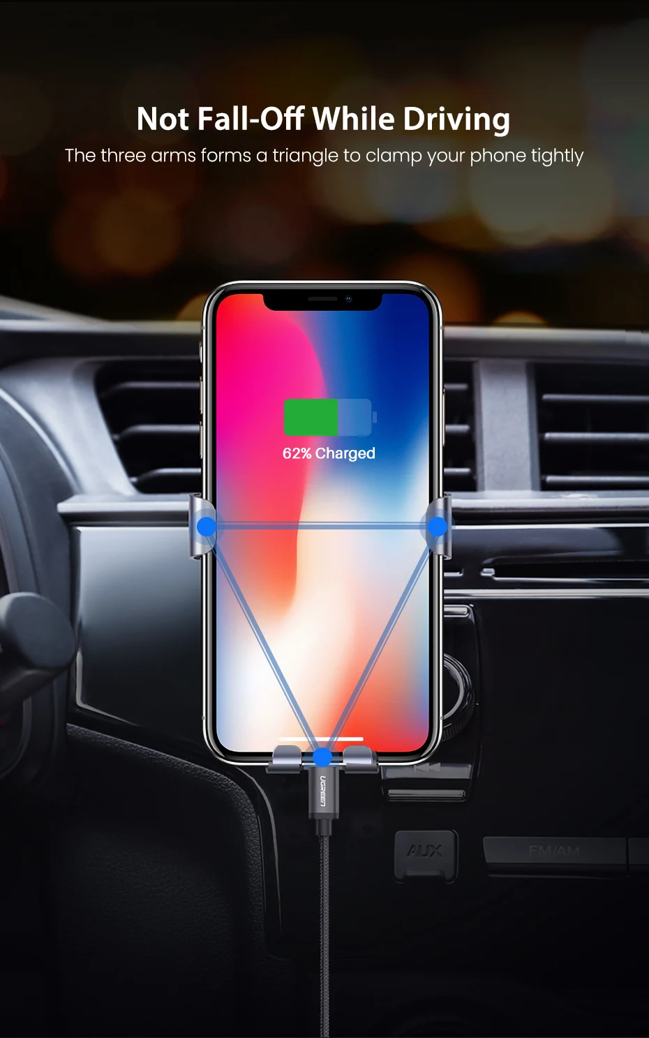 Ugreen держатель телефона для мобильного телефона в автомобиле для iPhone XR Авто сотовая поддержка приборной панели держатель стенд смартфон гравитационный держатель