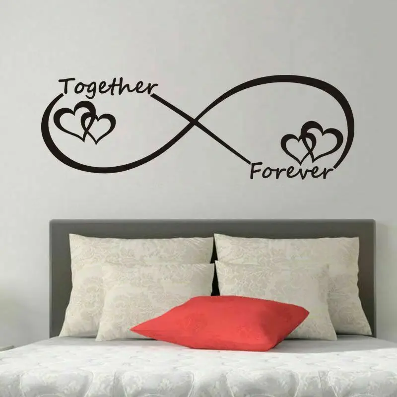 LOVE Heart Together Forever Bedroom Carved Wall Sticker for Home Decoration Couples Wall Decal Infinity Love Sign P33