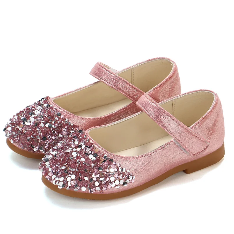 

2021New Spring Children Princess Shoes Girls Sequins Girls Wedding Party Kids Dress Shoes for Girls School Sandals EU Size 21-30