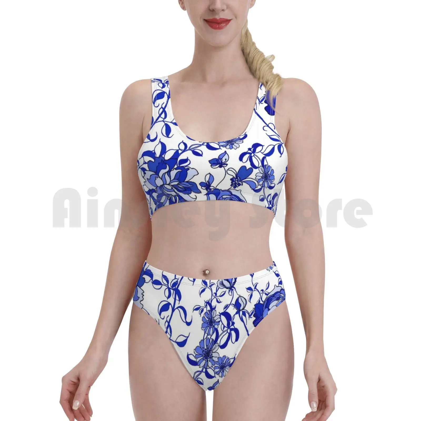 Голландский дизайн: винтажный купальник с художественным принтом бикини мягкой