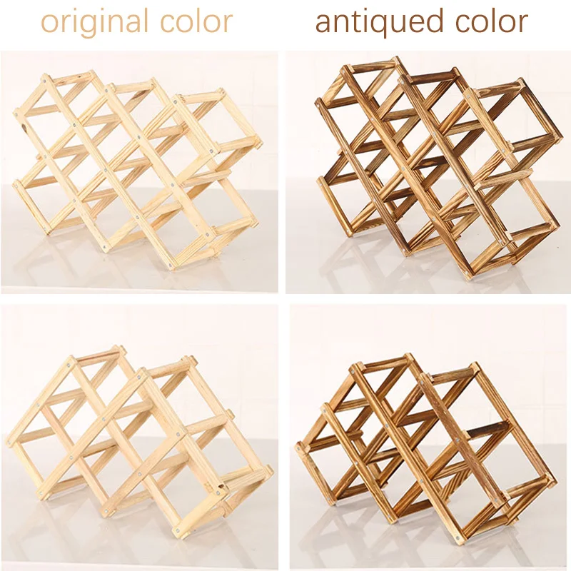 

Collapsible Wooden Wine racks bottle cabinet stand Holders wood shelf organizer storage for retro display cabinet