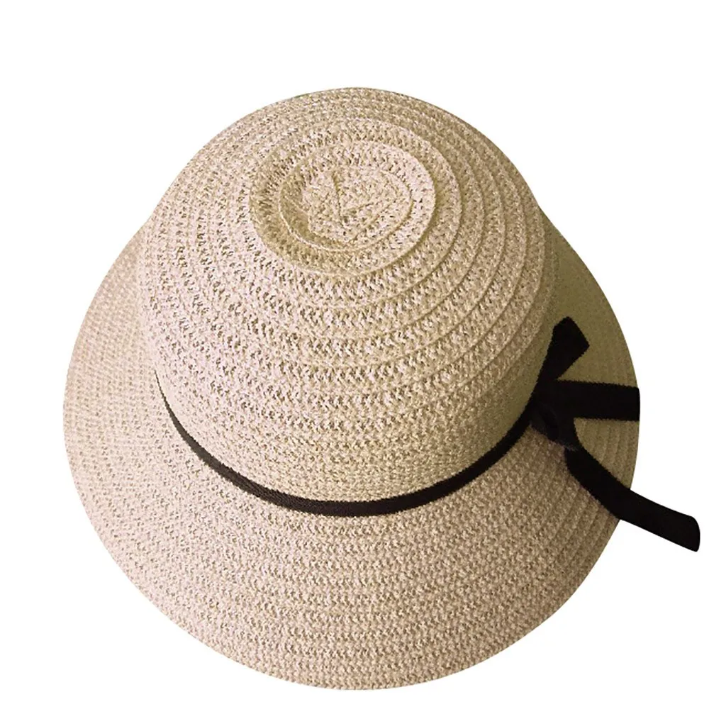 Women Straw Beach Sun SummerHat Beige Wide Brim Brimmed Floppy Foldable Ladies chapeu Summer Hawaiian Fashion Hat #L20 | Аксессуары для