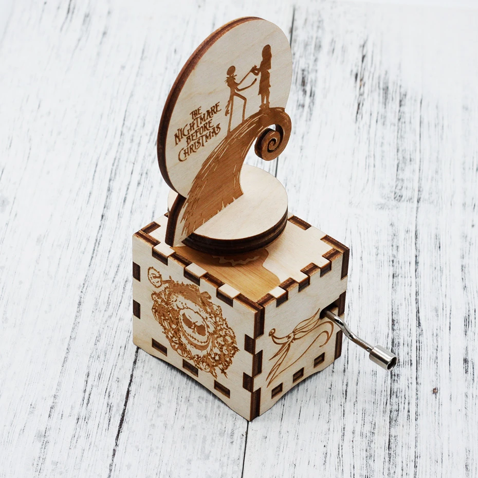 Деревянная музыкальная шкатулка ручной работы сделай сам тема Хэллоуина