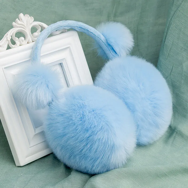 Зимние наушники с искусственным мехом однотонные цветные ушные складки складная