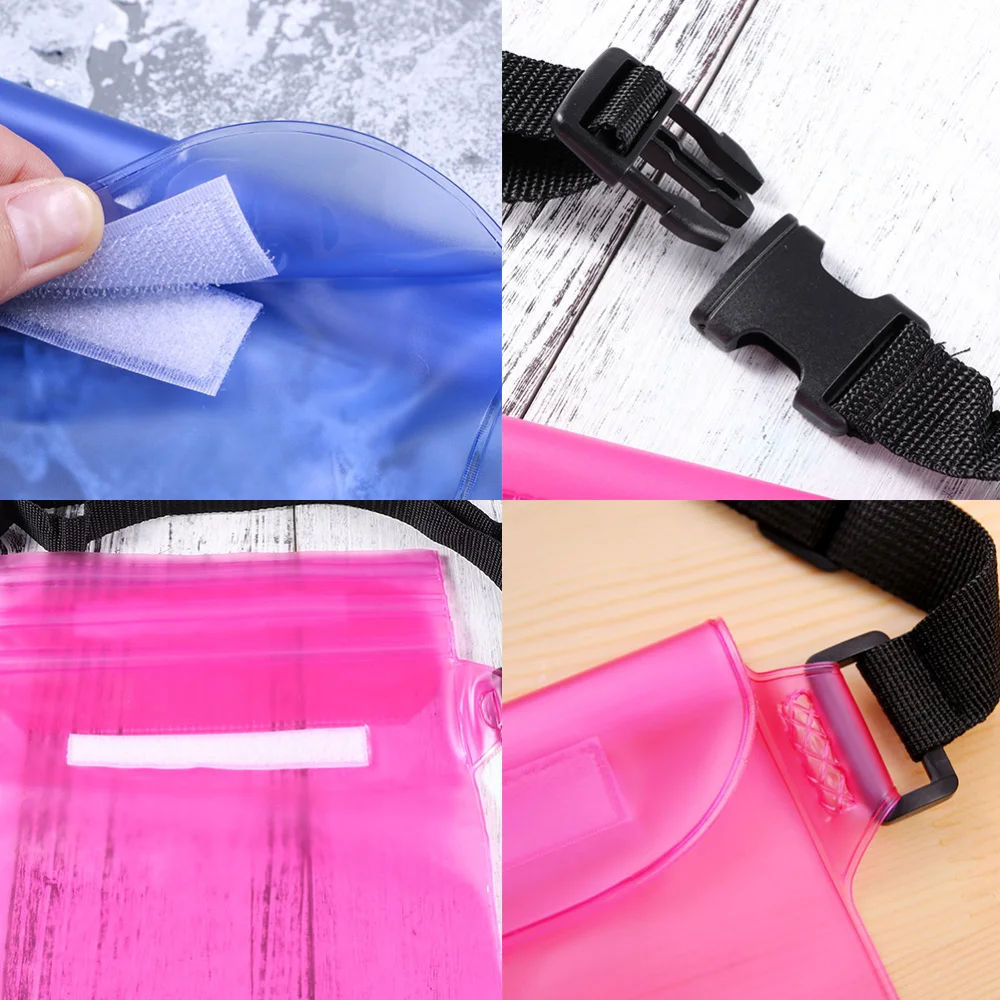 

2Pcs Waterproof Pouches PVC Lightweight Adjustable Bags Snowproof Dirtproof Sandproof Case Bags for Beach Swimming Boating Fishi