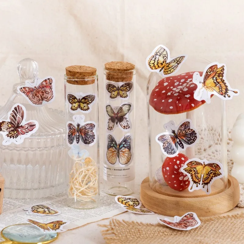 46pcs Dried Flower Butterfly Specimen Handmade DIY Postcard Mini Paper Sticker Decoration Diary Scrapbooking Label - купить по
