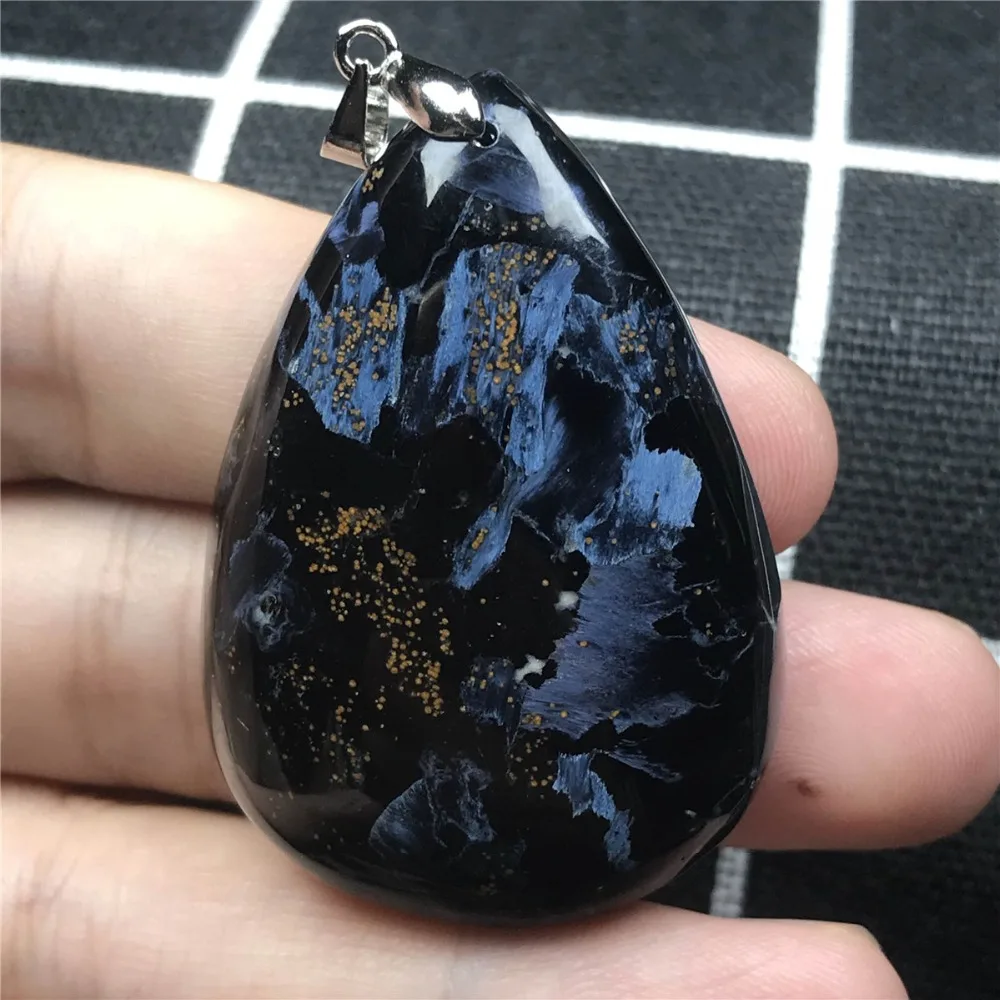 Натуральный Синий Pietersite кулон ювелирные изделия для Для женщин Для мужчин 46x31x10 мм Намибии с украшением в виде кристаллов капли воды лавовый камень браслет, Модный кулон AAAAA