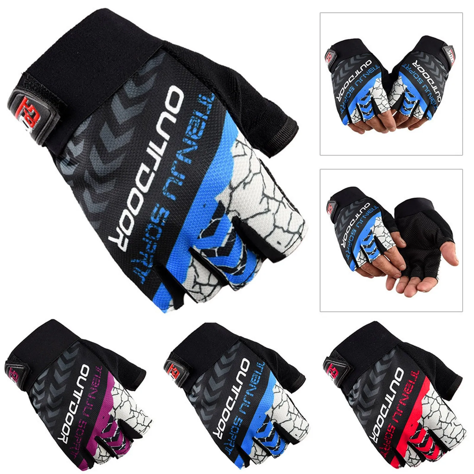 

Anti Slip Anti-sweat Half Finger Gloves Sport Shockproof Accessories for Summer Mountain Bike Riding Cycling Men Women Gloves