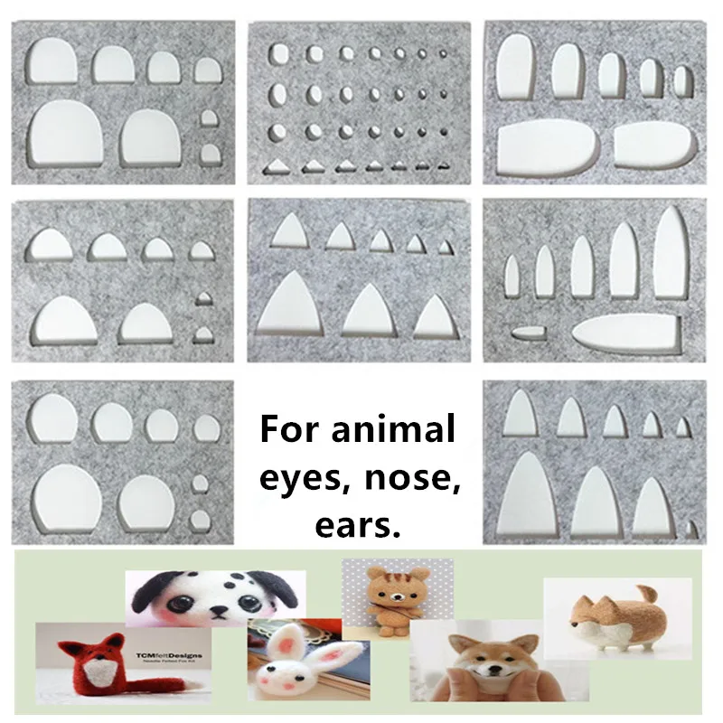 

DIY Needle Felting Template Tool Handmade Animals Eye Nose Ear Mouth Manual Work Wool Felt Doll Cat Dog Template Accessories