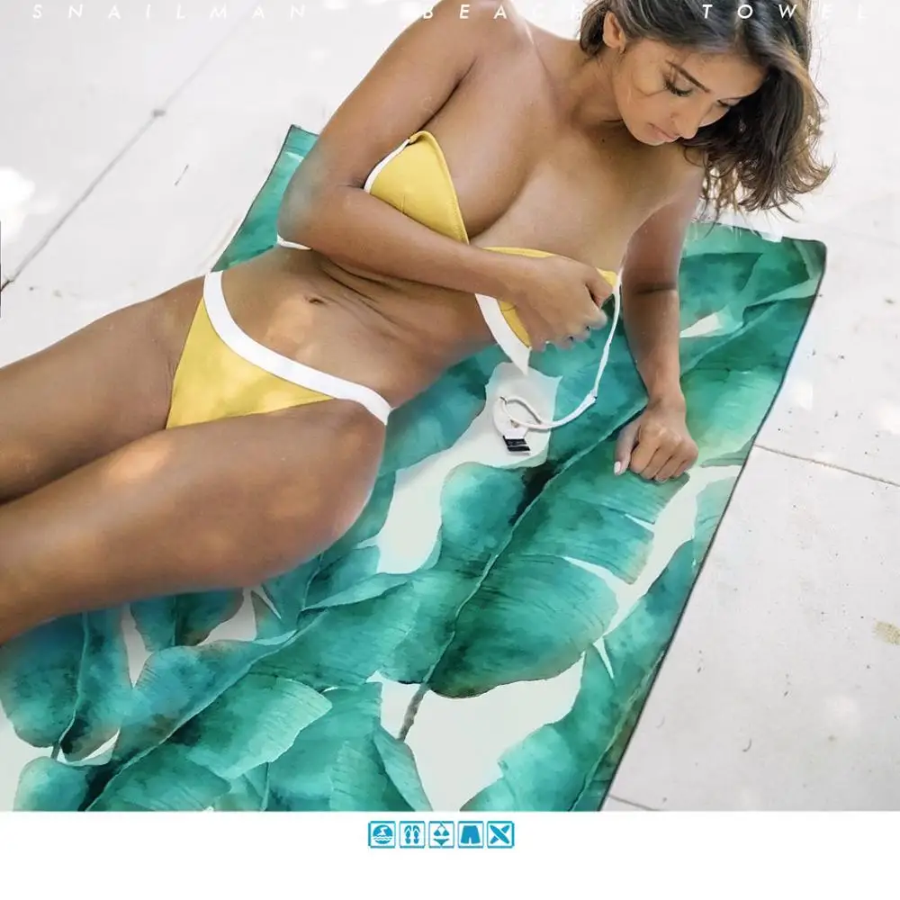 Brand Beach Towel palm leaf Microfiber Swim Surfing Diving Travel Trip Leopard Print Quick Drying |