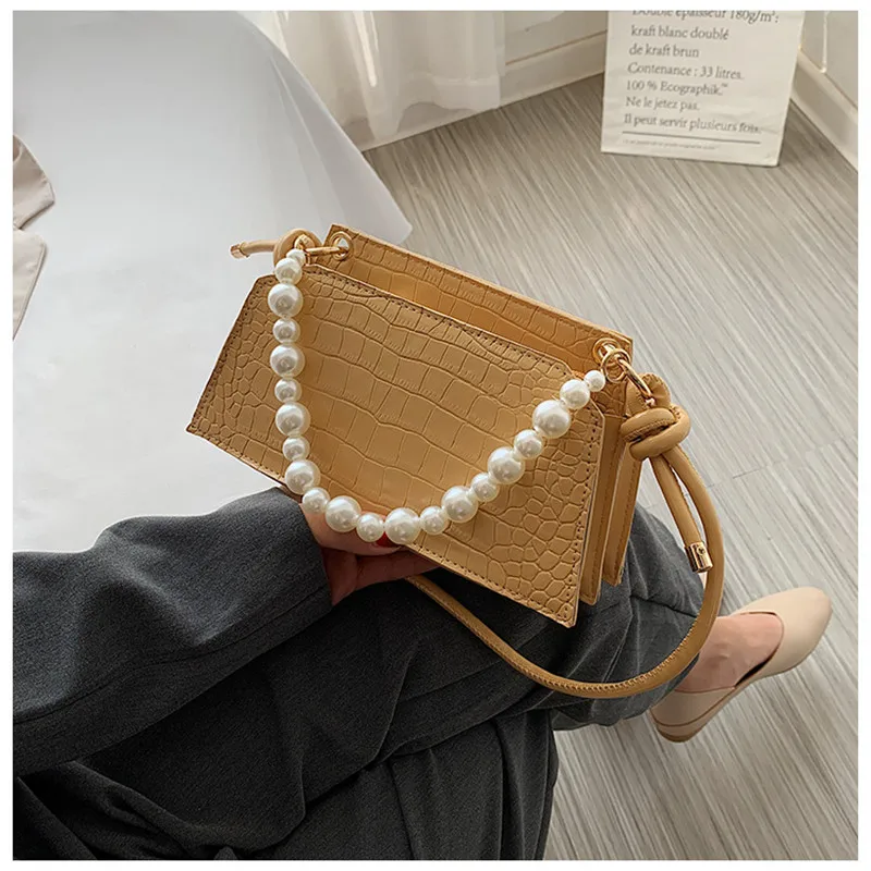 

Summer Pearl Alligator Pattern Baguette Bags For Women 2020 Sac A Main Femme Shoulder Bag Female Designer Ladies Handbags