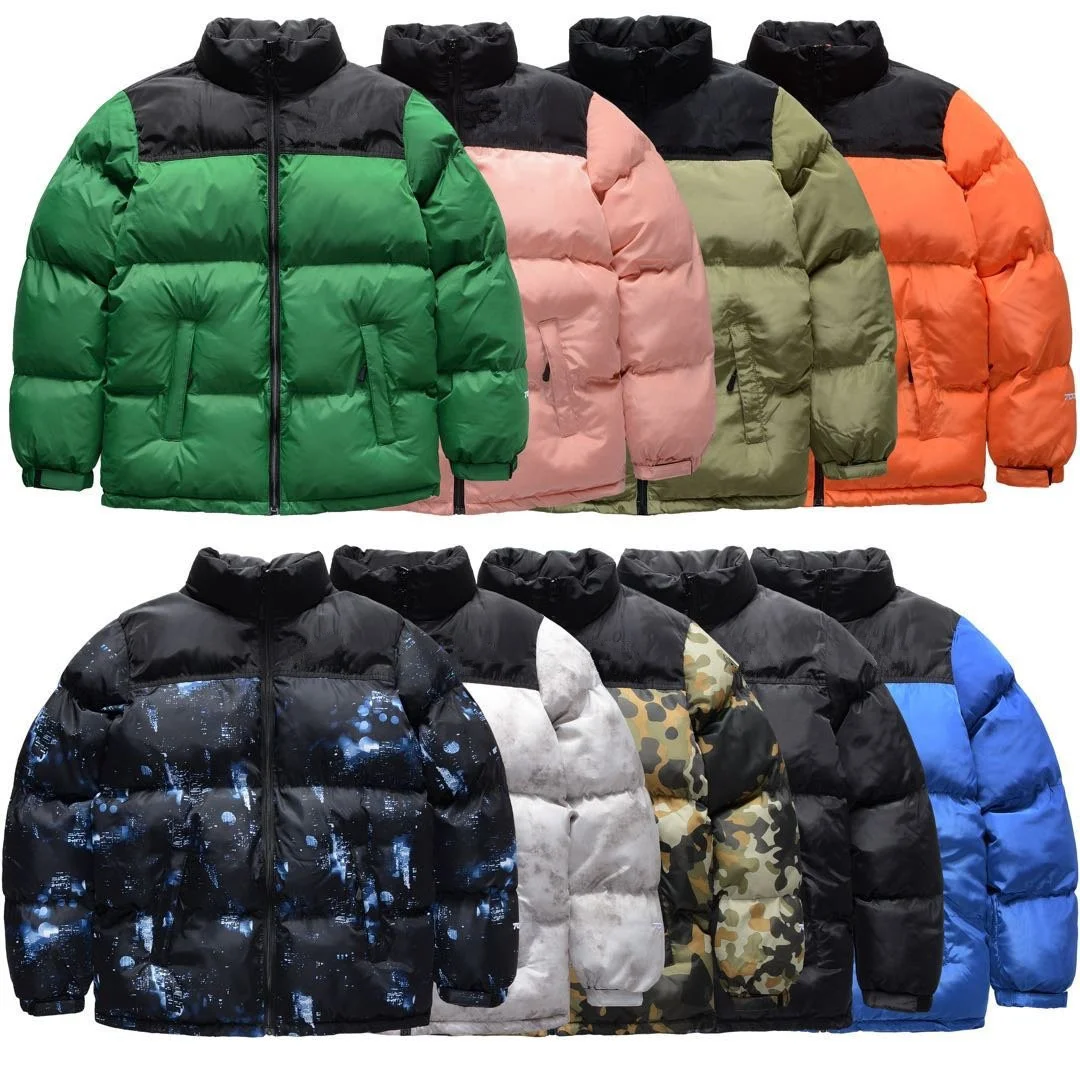 

Winter the new face tag parkas colours mixed couple cotton coats man's warm pocket collar down puffer jackets