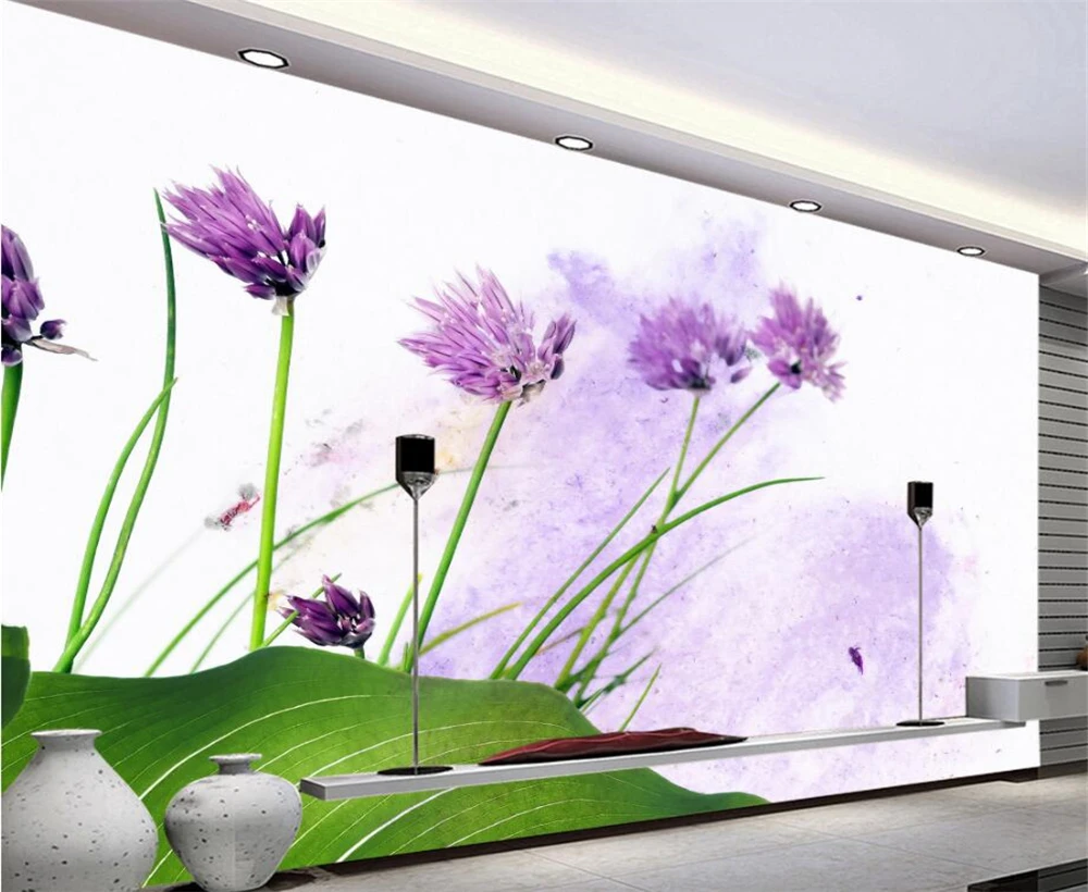 Большие пользовательские обои beibehang красивые свежие зеленые листья акварельные