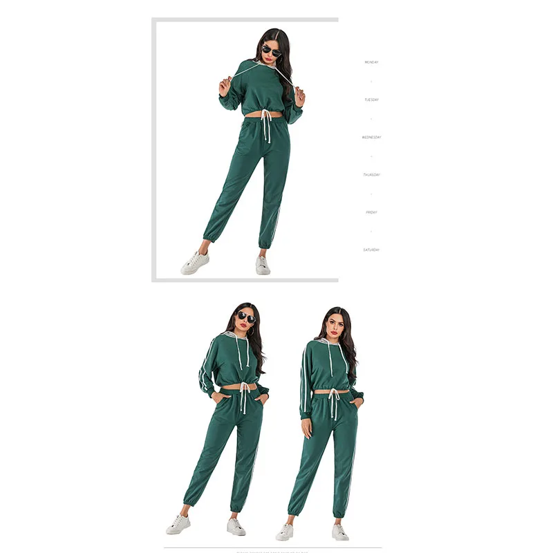 Новинка Женский комплект 2 шт. толстовки с капюшоном штаны одежды теплая новейшая