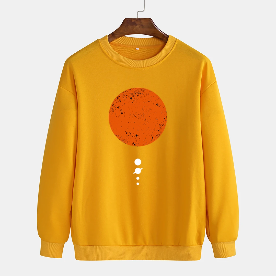 Новая оранжевая Толстовка с принтом солнца мужской тренд на осень и зиму модная