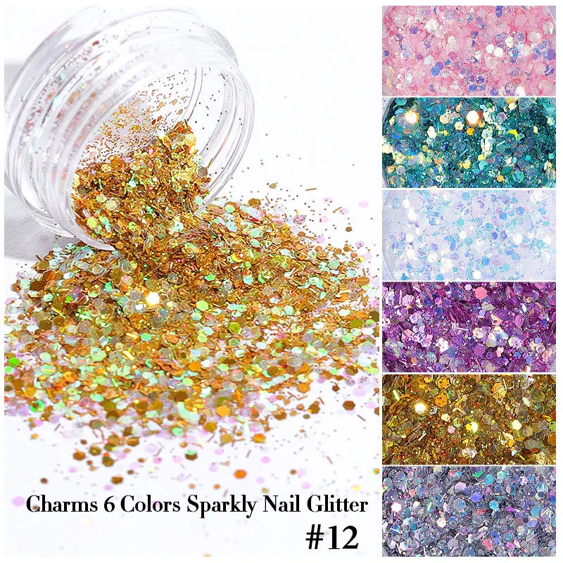 

Set Holographic Nail Art Sequins Ins Nails Gold and Silver Laser Glitter Heart-shaped Butterfly Patch Nail Decorations Nails