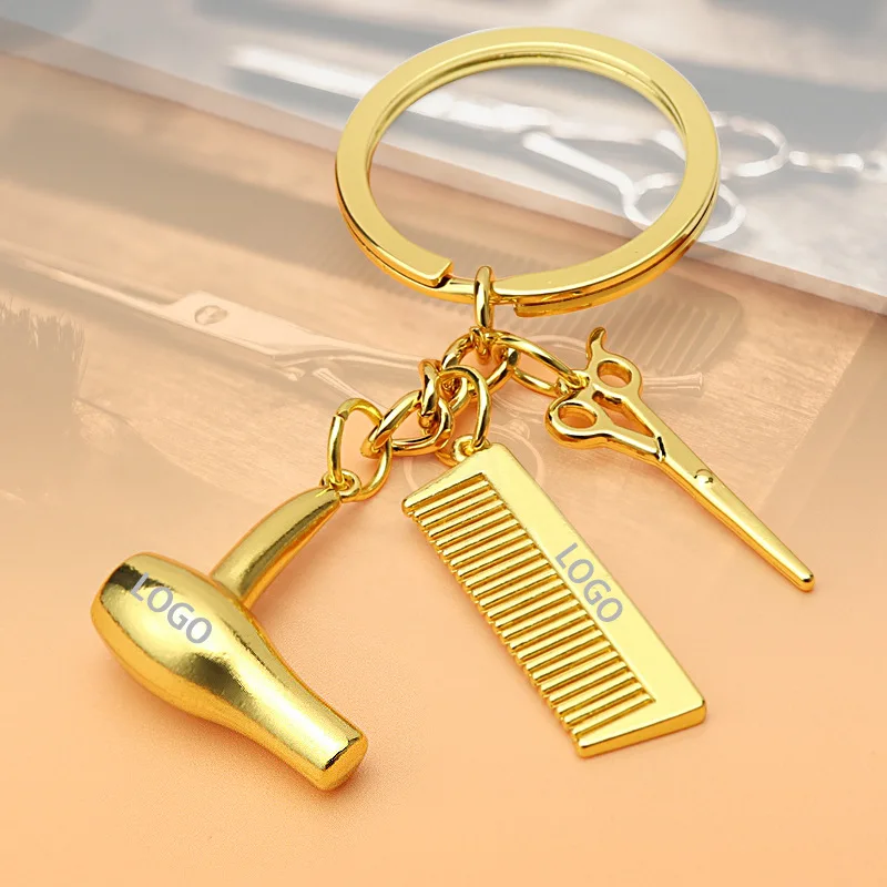 Расческа с ножницами для фен брелок декоративное творчество парикмахера