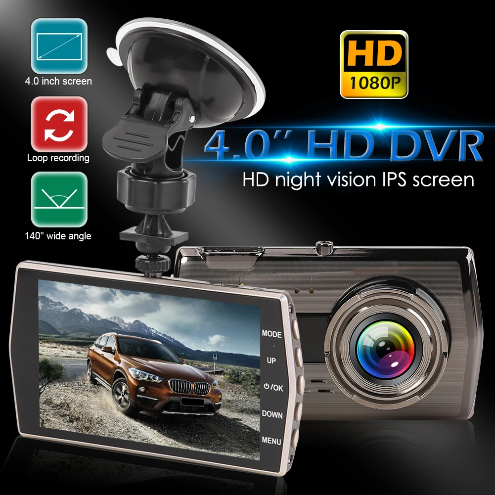 

1080p Full HD Car DVR Dashboard Camera 4 inch IPS Display Dash Cam with Rear View Camera Car Vehicle Multifunctional Parts