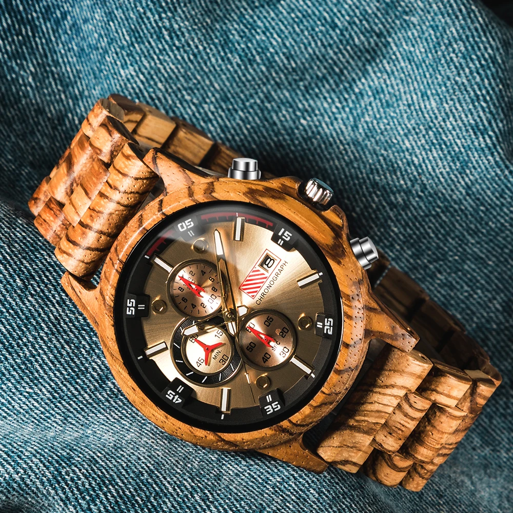 

Mum gives son's surprise luxury sports carving wood watch graduation birthday present