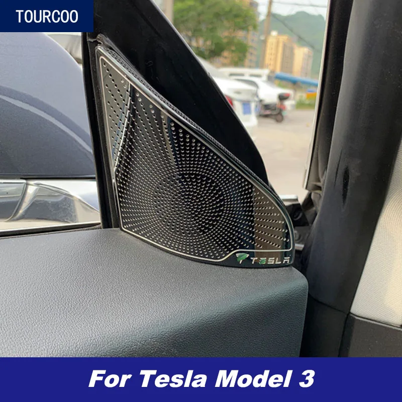 

For Tesla Model 3 2017-2021 Front Triangle A Pillar Loudspeaker Cover Trim Car Styling Modified Garnish Accessories