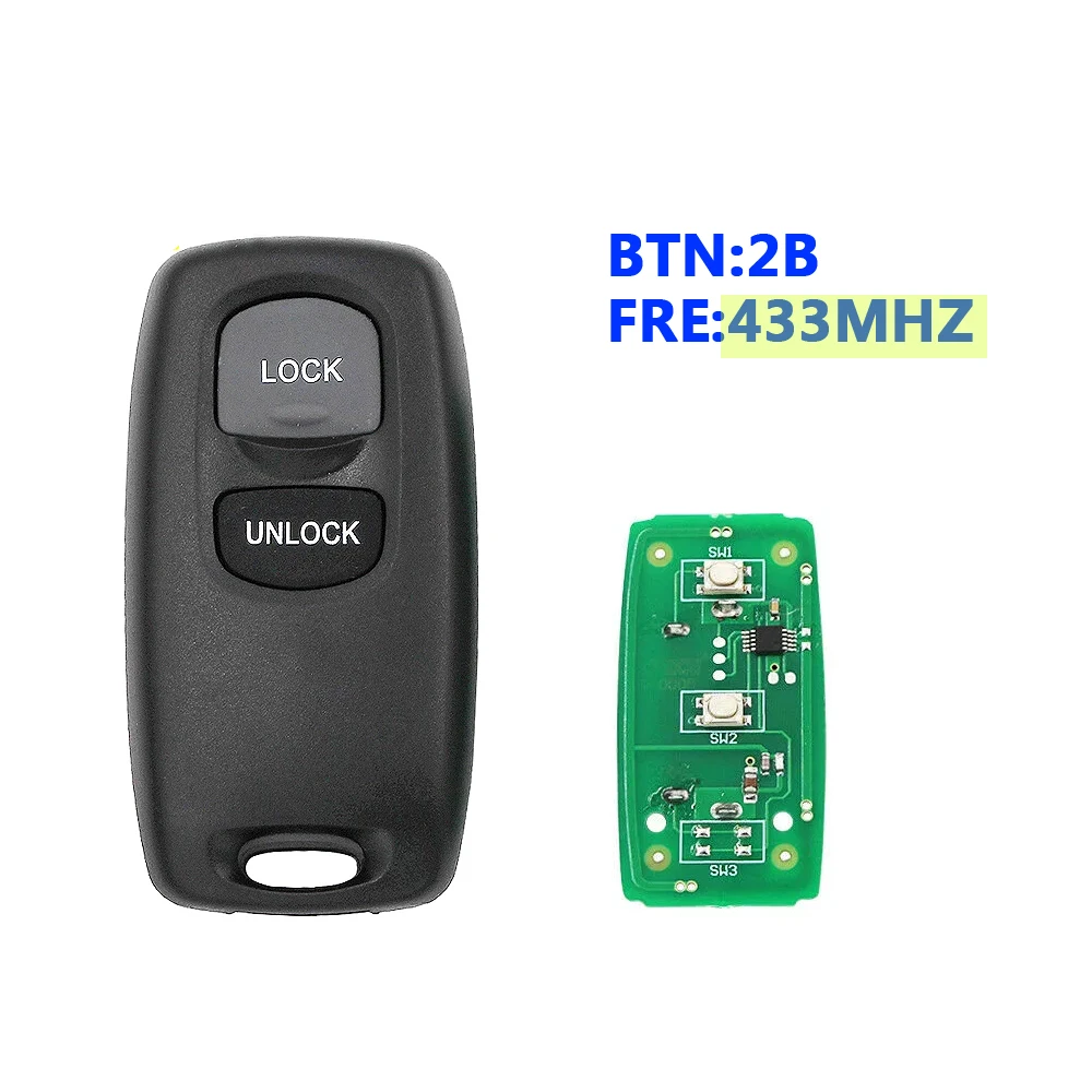 

XNRKEY Remote Key 2 Button 433 Mhz For Mazda M6