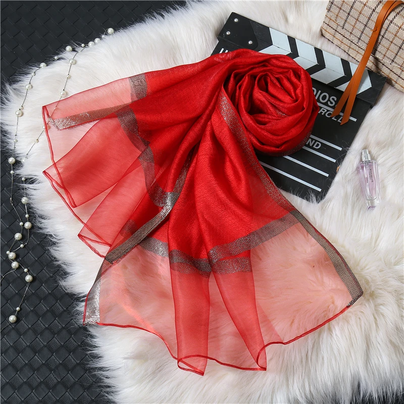 Роскошный Шелковый женский шарф 2020 однотонный платок зимние хлопковые шали