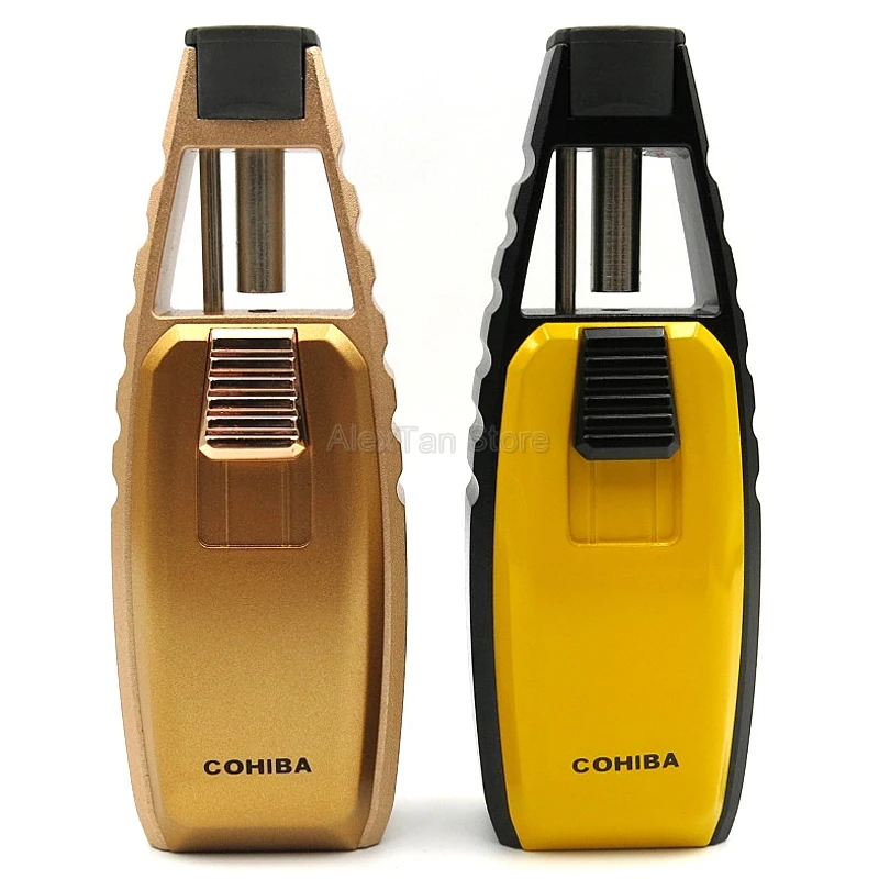 Высококачественный фонарь COHIBA, зажигалки, ветрозащитная 1 струйная многоразовая зажигалка, креативный пистолет, регулируемая Зажигалка для сигар