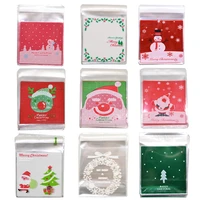 christmas candy cookie gift bags 10cm plastic self adhesive biscuits snack packaging bag cartoon wedding party decoration favors