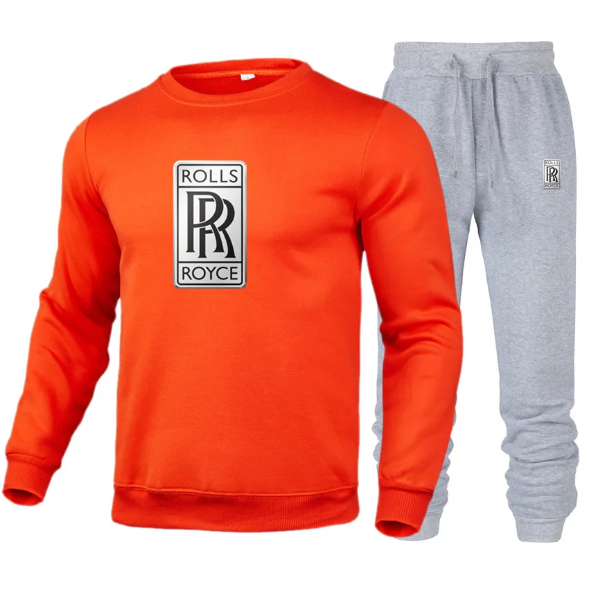 

Sweater men's ROLLS car logo LOGO sportswear tide brand handsome suit spring and autumn new casual round neck two-piece suit