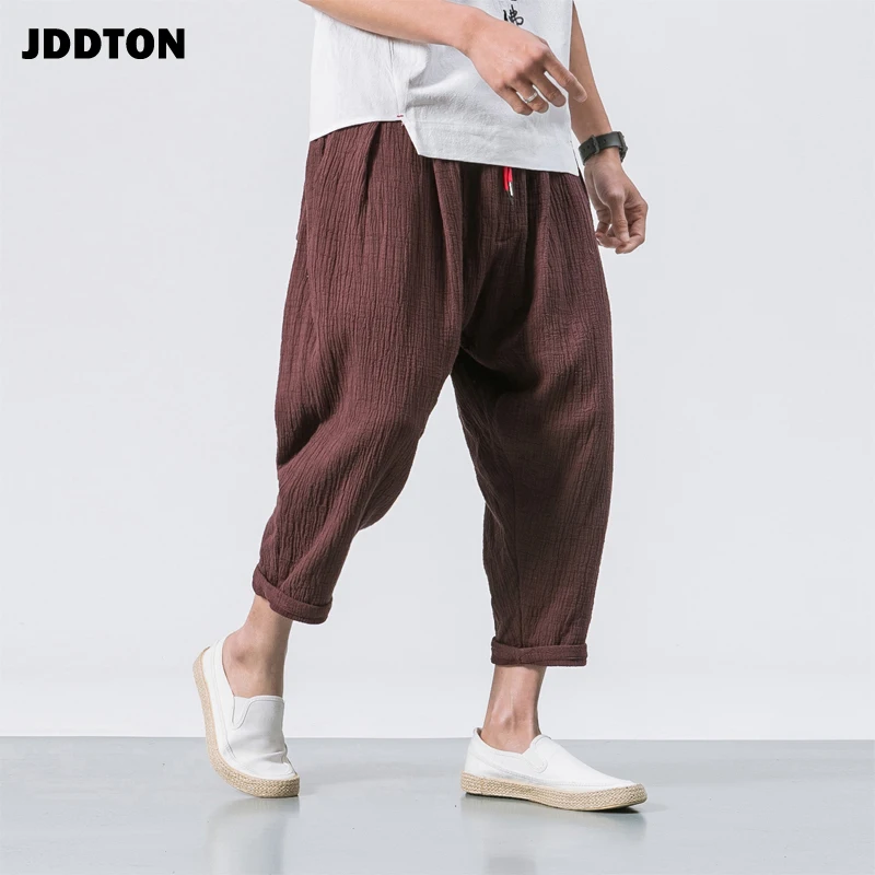 Брюки-султанки JDDTON JE076 мужские хлопково-льняные модные Мешковатые повседневные