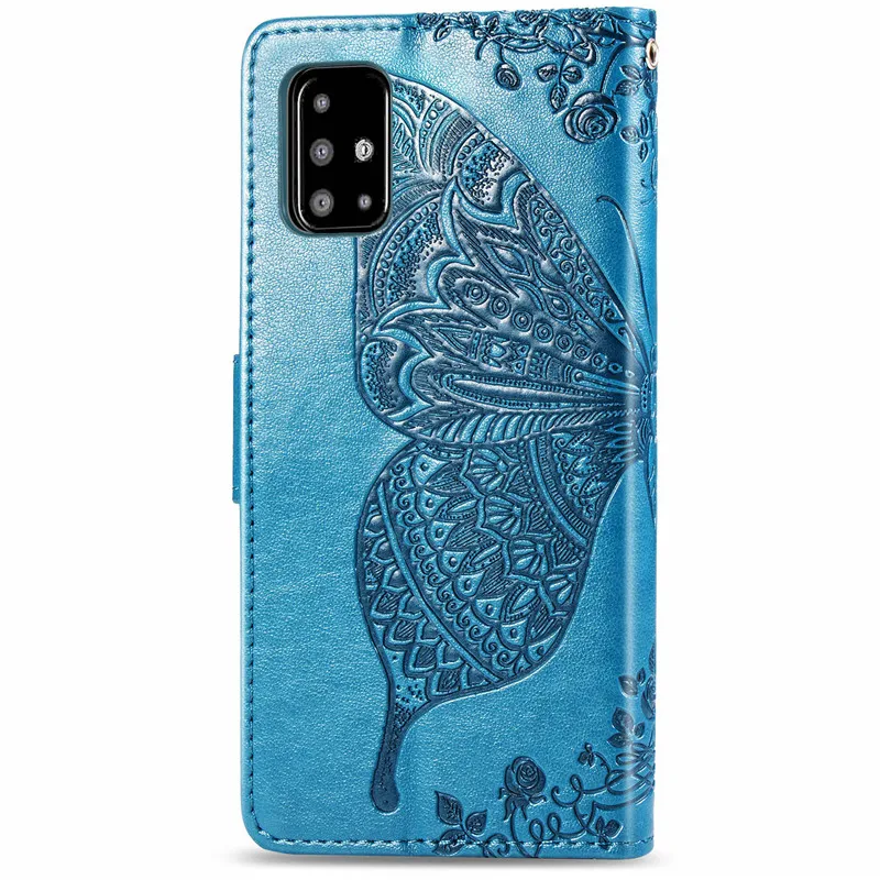 Кожаный чехол книжка с откидной крышкой для Samsung A51 бабочкой кошелек телефона Galaxy