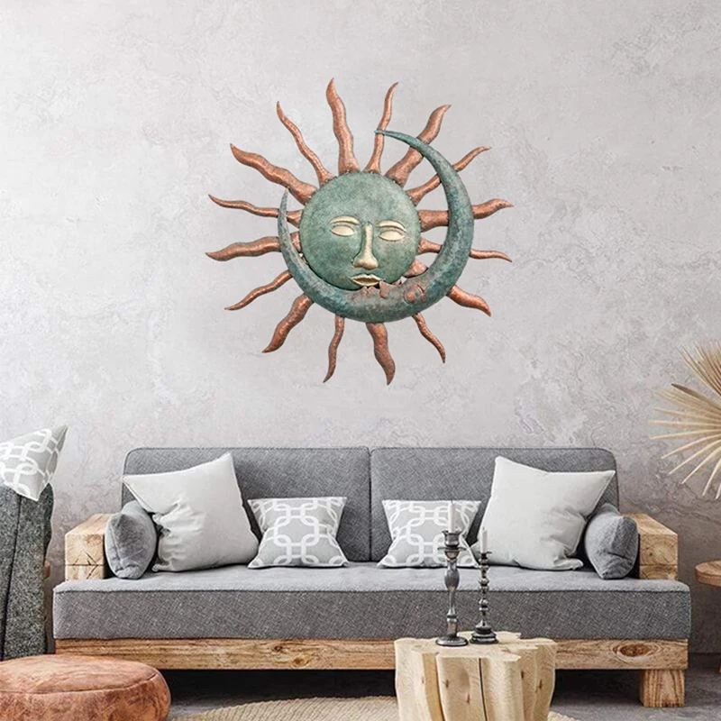 

LUDA Sun And Moon Art Decoration Metal Crafts Creative Gifts Wall Hanging Ornament For Home Garden Courtyard