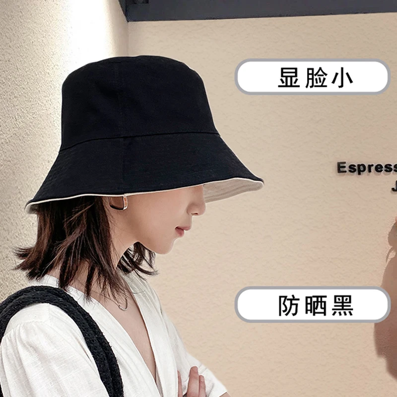 

bucket hat for women double edged peaked cap two-sided Fishing hat chapeu bucket bonnet Panama hat face sheild sun hat