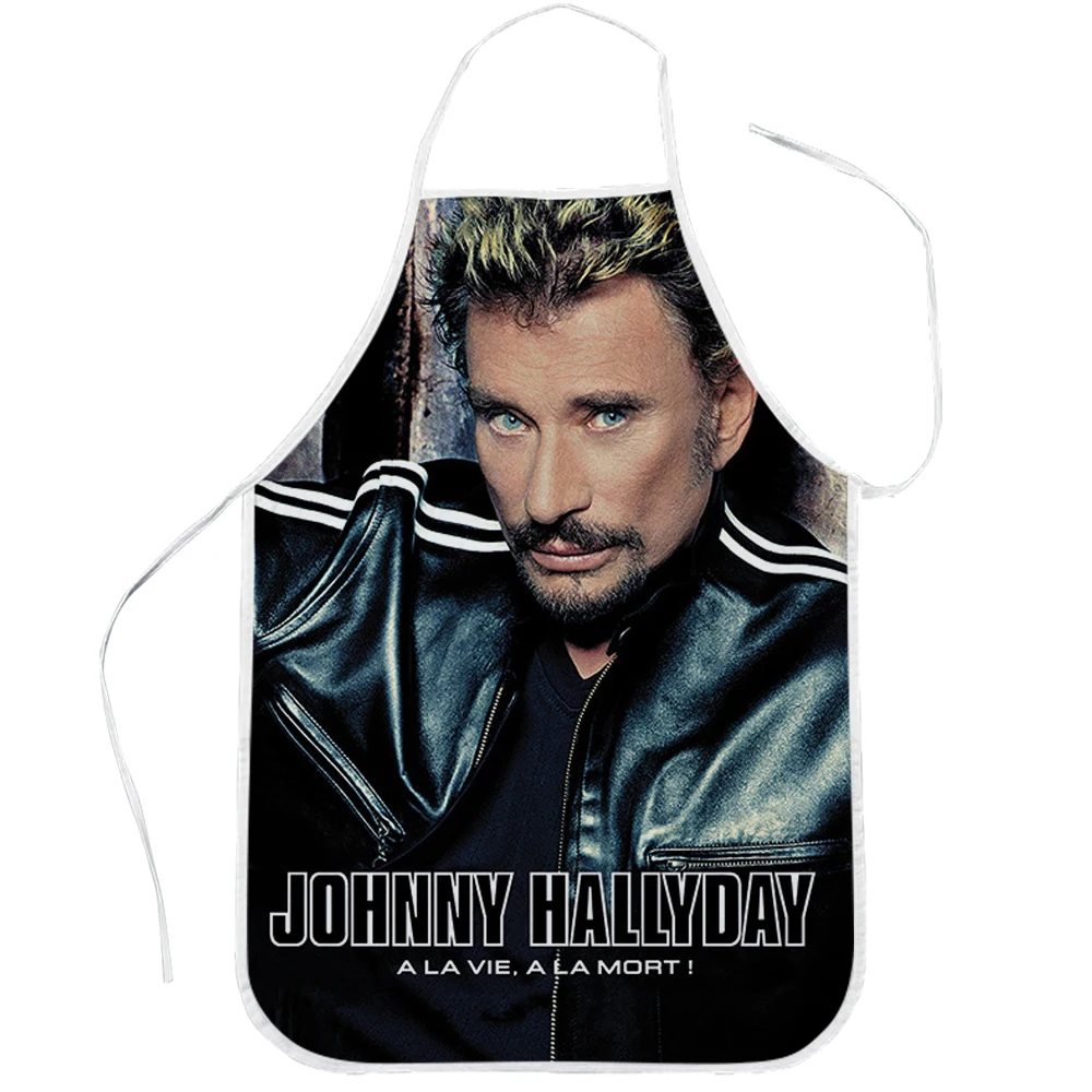 

Singer Johnny Hallyday Kitchen Apron Gardening Restaurant Polyester Apron Adult Home Cleaning Tools Baking Aprons Drop Shipping