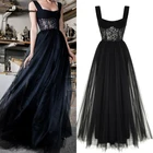 Женское свадебное платье Lakshmigown, черное скромное платье в пол без рукавов, из тюля, на заказ