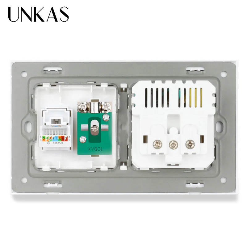 UNKAS Пластик Панель настенная розетка стандарта ЕС 2 USB зарядка Порты и разъёмы