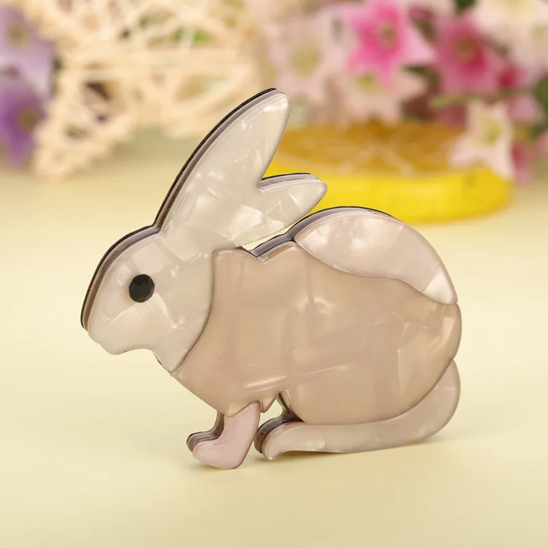 Детская/женская брошь в виде кролика Blucome белая акриловая из ацетатного волокна