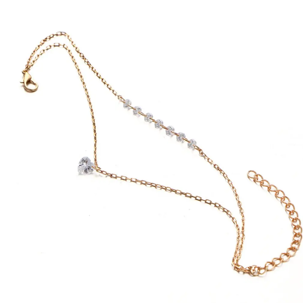 Модный простой симпатичный женский браслет в форме сердца медаль стразы