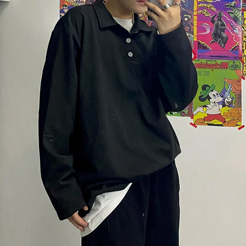 

Мужская одежда SYUHGFA, весна 2022, свитшот с отложным воротником, модная свободная однотонная Толстовка в стиле Ins