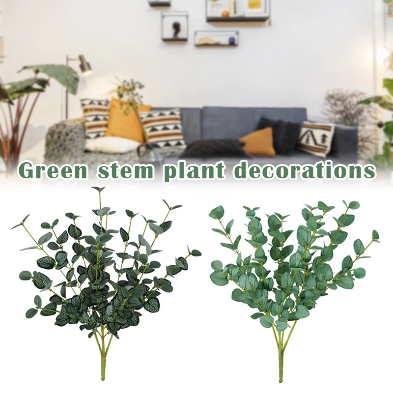 

Новая искусственная ветка с листьями, искусственный высушенный эвкалипт, гирлянда, ветки, стебли, искусственная зелень, декор SCI88