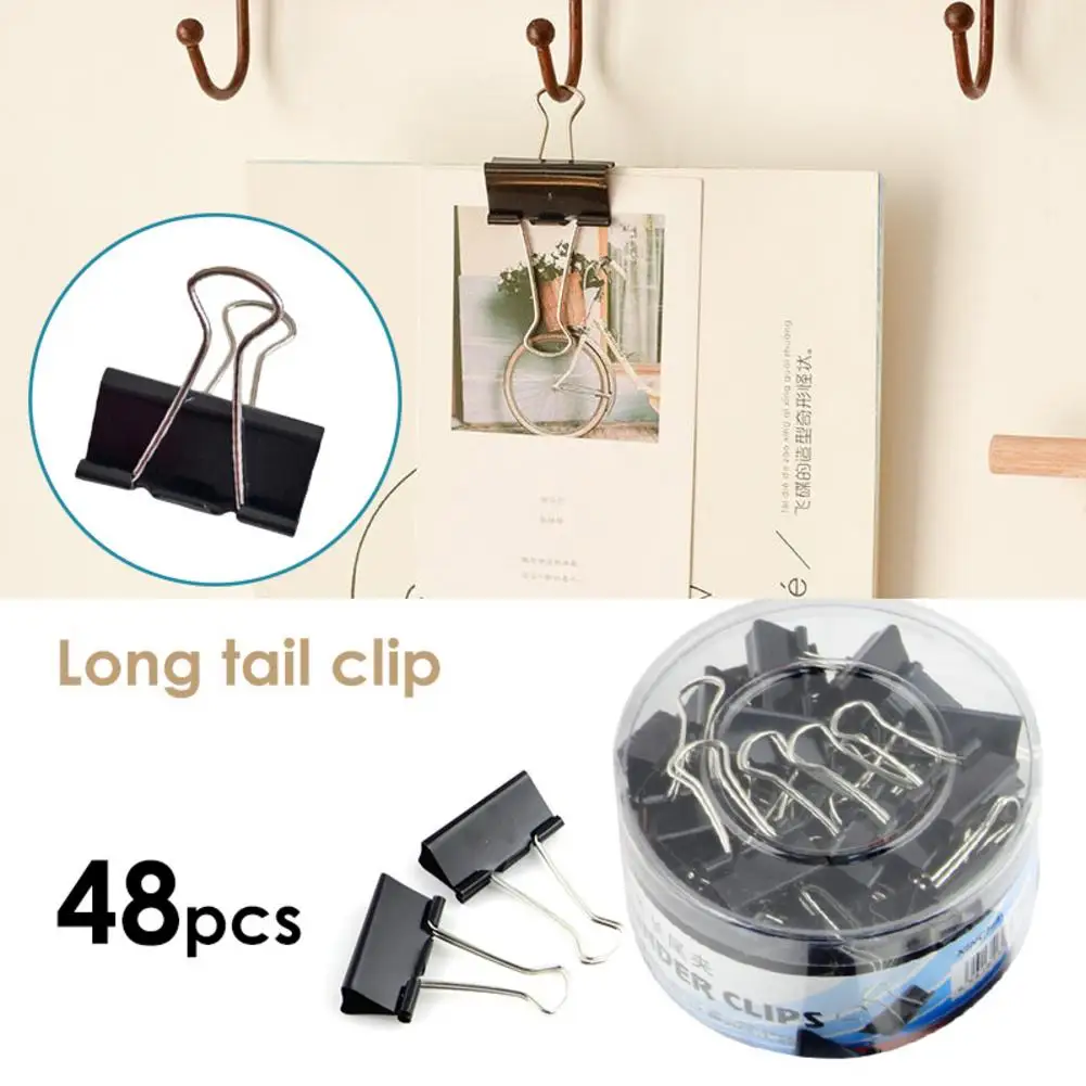 48 шт. зажим для файлов хранения документов длинный хвостовый офисные